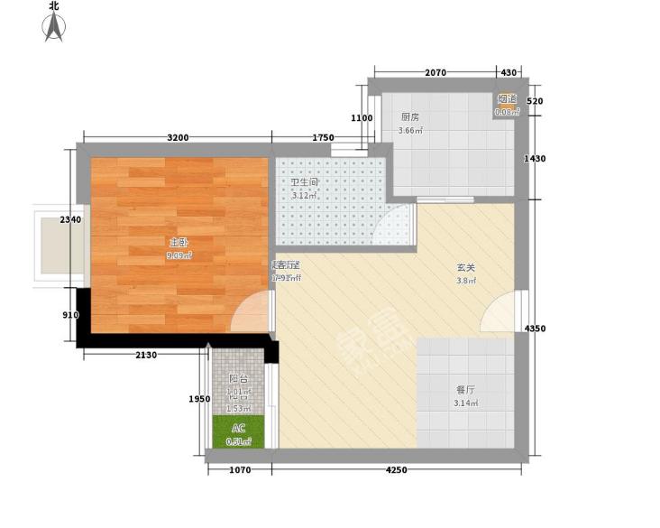 富诗特  1室1厅1卫   1500.00元/月室内图1