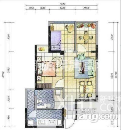 清河庭苑  2室1厅1卫   1350.00元/月室内图1