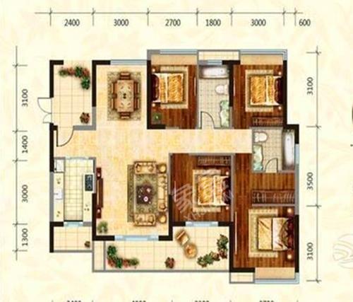 金色晓岛  3室2厅2卫   145.00万户型图