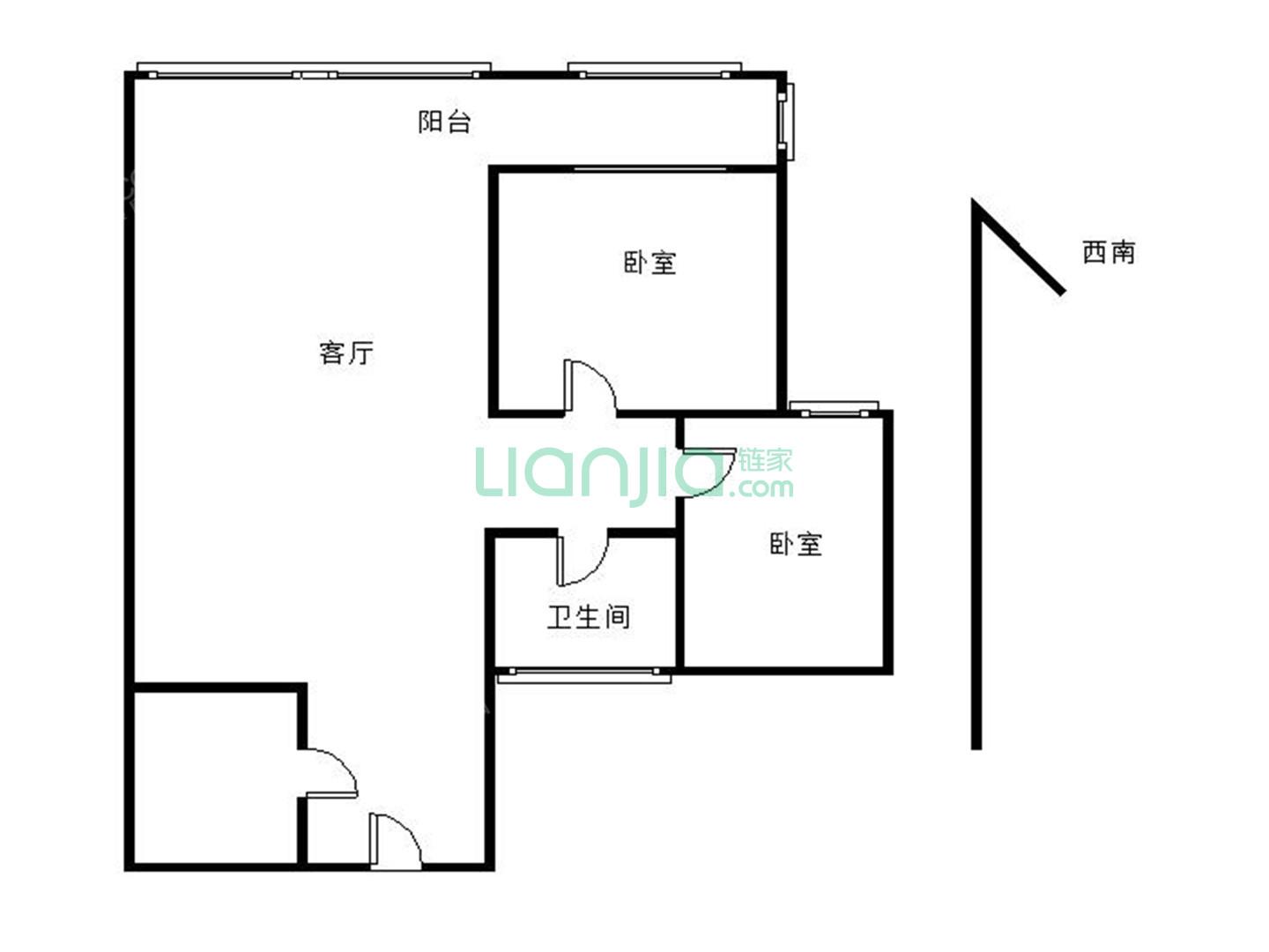 中大君悦金沙五期  2室2厅1卫   3200.00元/月室内图1