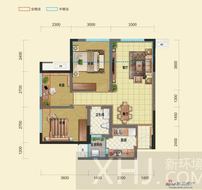 二江花园  2室2厅1卫   1000.00元/月室内图1