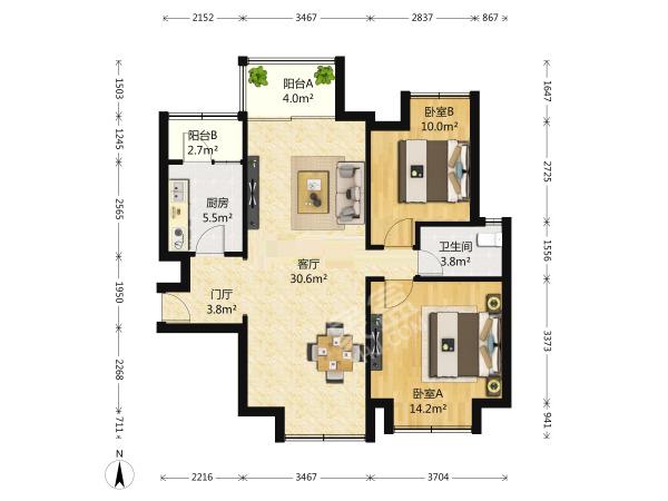 华润凤凰城二期  5室2厅2卫   5600.00元/月室内图1