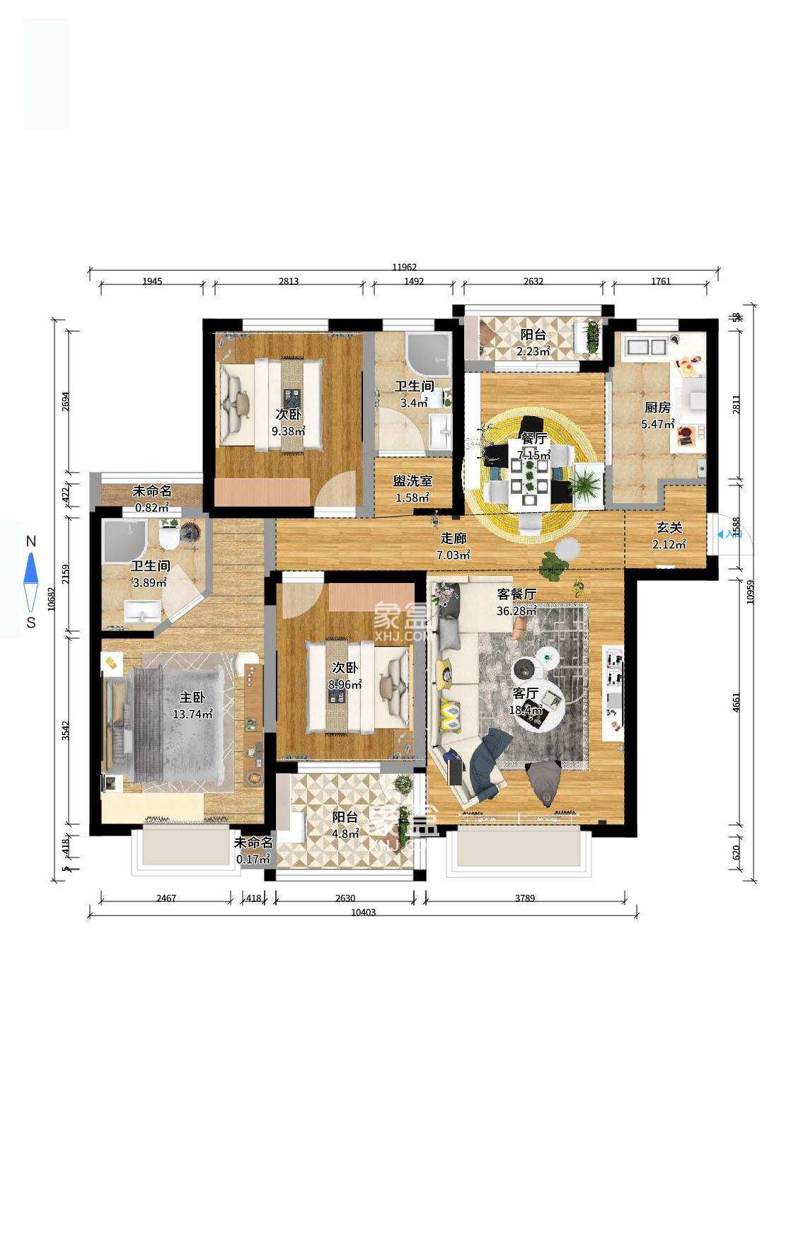 万国城(当代满庭春MOMA)一期 3室2厅2卫 2300.0元/月 万国城(当代满庭春MOMA)一期 3室2厅2卫 2300.0元/月户型图
