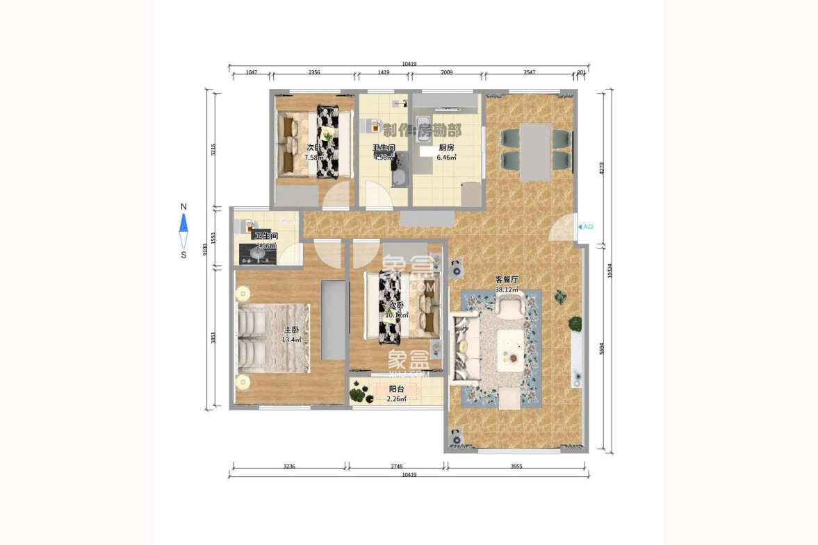 湘核佳苑 3室2厅1卫 2000.0元/月 湘核佳苑 3室2厅1卫 2000.0元/月户型图