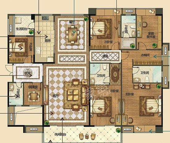 锦都花园  3室2厅2卫   62.00万户型图