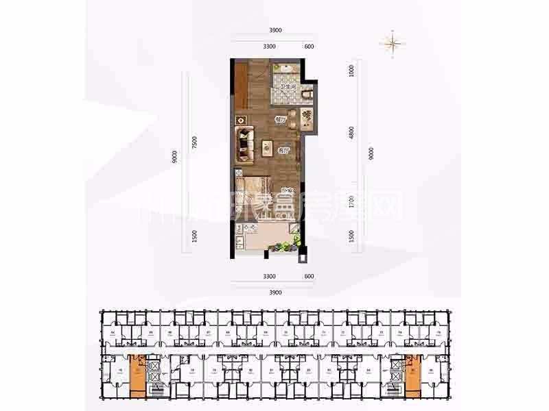 欧亚达国际广场 3室2厅 2300.00元室内图1