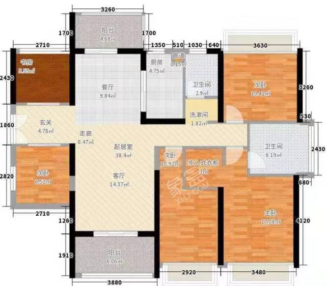 仁济新村  4室2厅2卫   4000.00元/月户型图