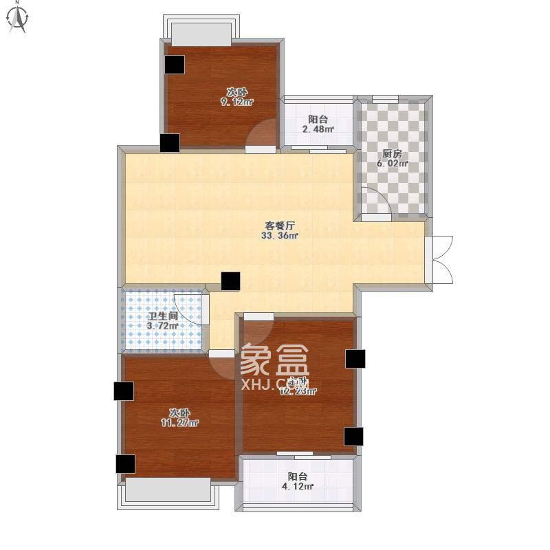 桥梁厂一区万泥塘一村  3室2厅1卫   1200.00元/月户型图