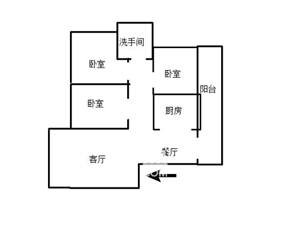 莱茵小镇  3室2厅2卫   1500.00元/月户型图