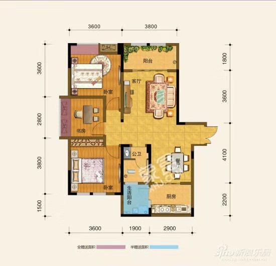 南湖国际4期  1室1厅1卫   1600.00元/月户型图