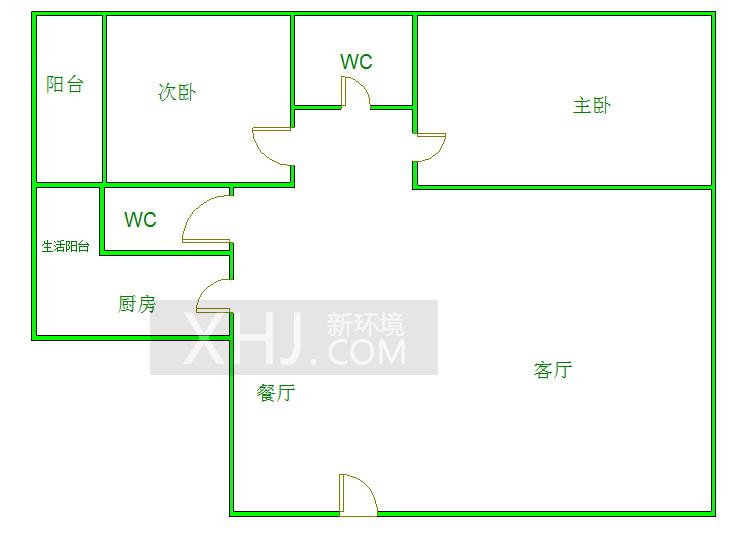 齐力光华岁月  2室2厅1卫   2500.00元/月室内图1