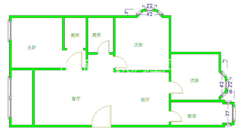 金沙西园二期  3室2厅1卫   4000.00元/月室内图1