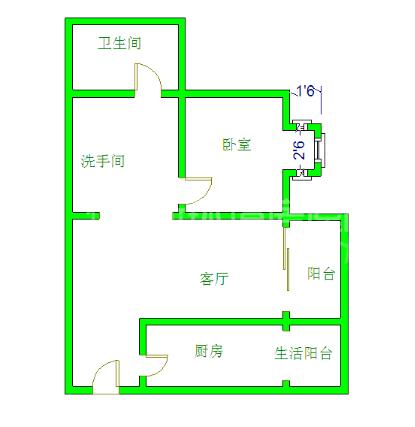 清河庭苑  1室1厅1卫   1000.00元/月室内图1