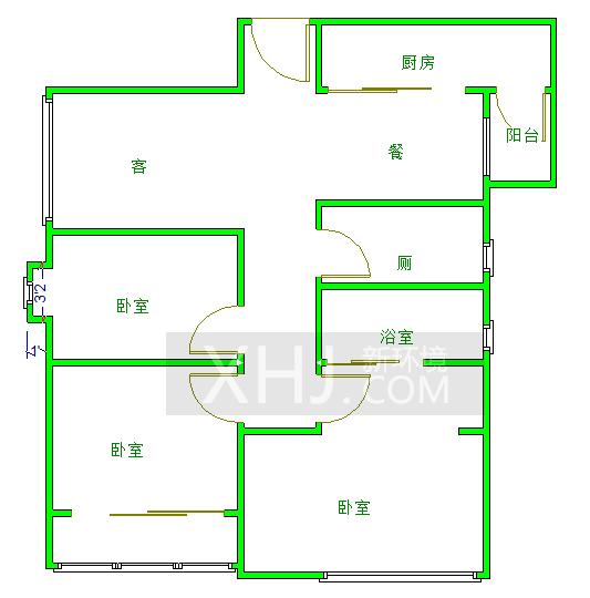 万科金色领域  3室2厅1卫   2500.00元/月室内图1