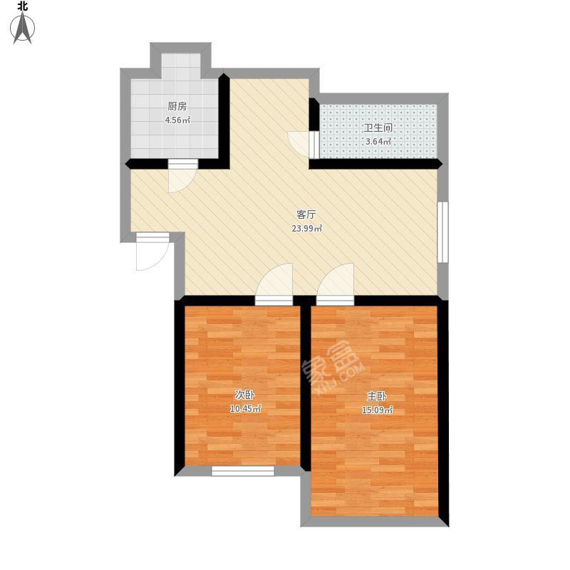 桃花山庄小区  2室1厅1卫   800.00元/月户型图