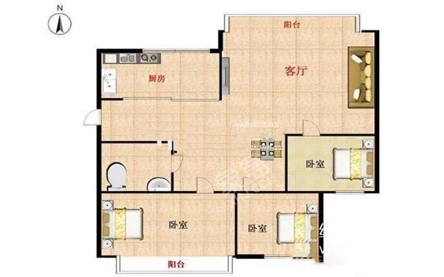 民俗文化广场  2室2厅1卫   60.00万户型图