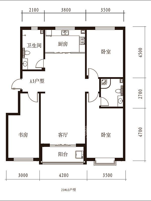 茂林村散盘  3室2厅2卫   2000.00元/月户型图