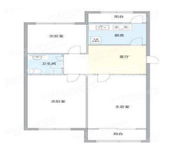 中天佳园  3室2厅2卫   1500.00元/月户型图