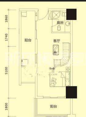 南湖公寓（万顺公寓）  2室2厅1卫   1800.00元/月户型图