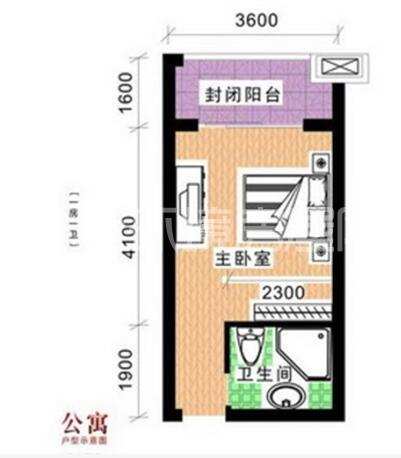 名富公寓  1室1厅1卫   1400.00元/月户型图