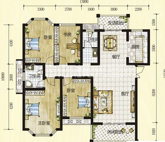 城西公寓（西城门第） 4室4厅 3800.00元户型图