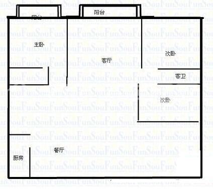 金鸡岭花园山庄  3室2厅2卫   210.00万室内图1