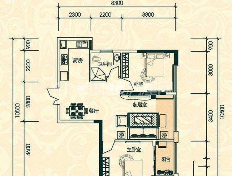 公园9号（公园9号大都会）  2室1厅1卫    3700.0元/月室内图1