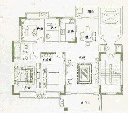 湘府东苑  3室2厅1卫    2300.0元/月室内图1