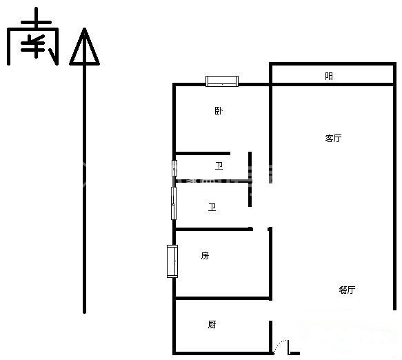 林业厅宿舍  2室2厅1卫   1800.00元/月户型图