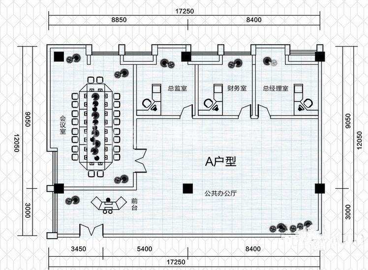 麓谷新长海中心  1室1厅1卫   15000.00元/月户型图